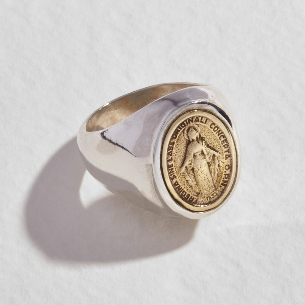 Anello chevalier con santino– Francesco Tramontano Gioielli